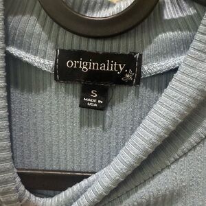 Originality Blue Ribbed Dress